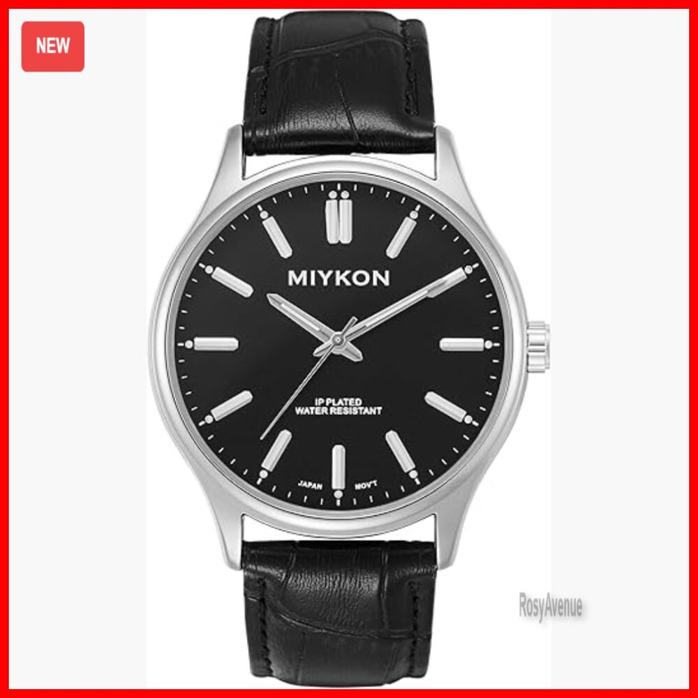 Men's Ultra-Thin Dress Watch with Genuine Leather Strap, Waterproof